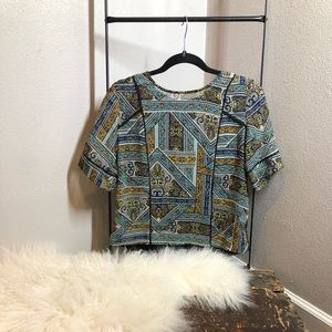 Multi colored geo print top